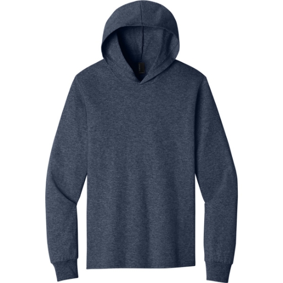 Custom Port & Co Core Cotton Pullover Hooded Tee Heather Navy Blue