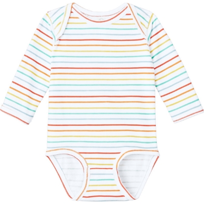 Custom Rabbit Skins Infant Long Sleeve Jersey Bodysuit Rainbow Stripe