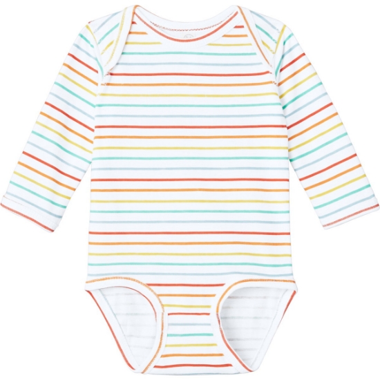 Custom Rabbit Skins Infant Long Sleeve Jersey Bodysuit Rainbow Stripe