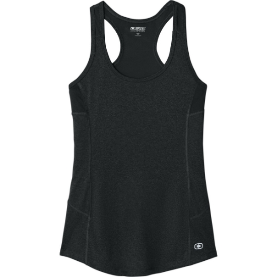 Custom OGIO Womens Racerback Pulse Tank. Blacktop