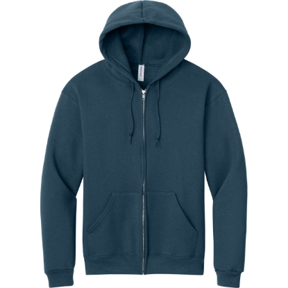 Custom Jerzees Rugged Unisex Full-Zip Hooded Sweatshirt Washed Navy Blue