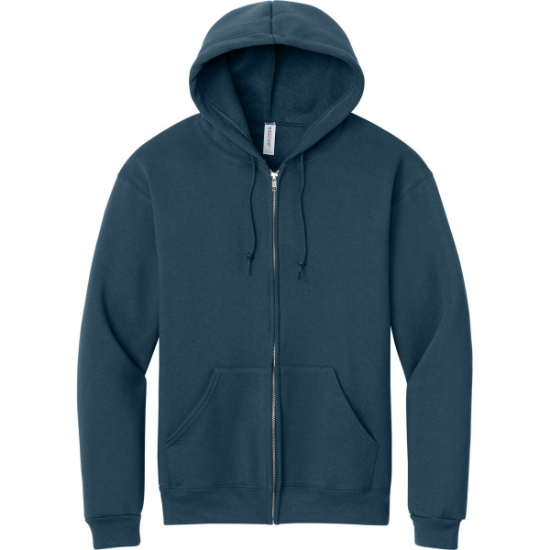 Custom Jerzees Rugged Unisex Full-Zip Hooded Sweatshirt Washed Navy Blue
