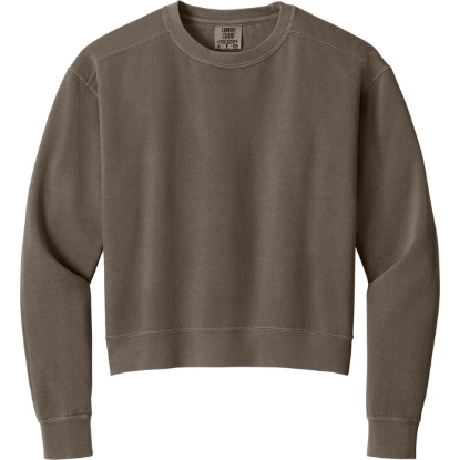Custom Comfort Colors Womens Mid-Length Crewneck Sweatshirt Espresso Brown