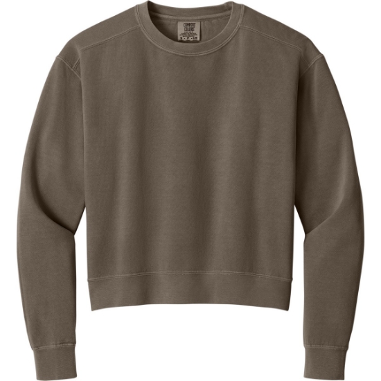 Custom Comfort Colors Womens Mid-Length Crewneck Sweatshirt Espresso Brown