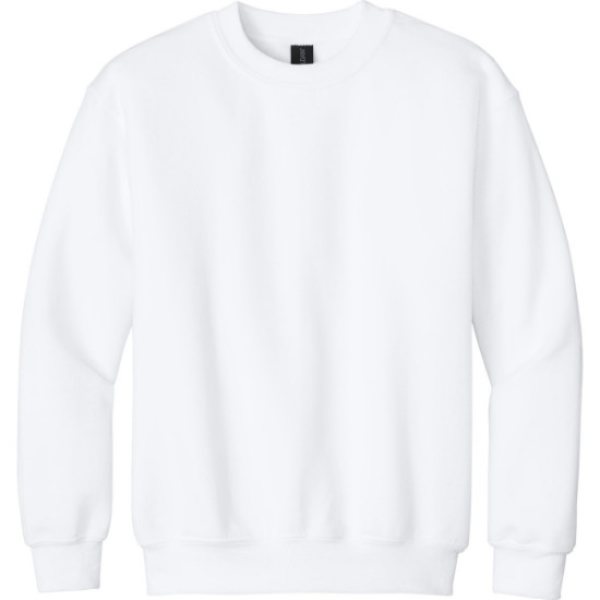 Custom Gildan Youth Heavy Blend Crewneck Sweatshirt. White