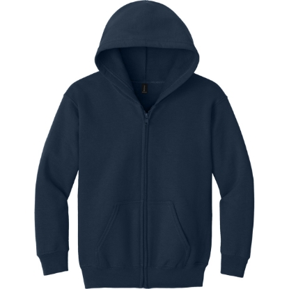 Custom Gildan Youth Heavy Blend Full-Zip Hooded Sweatshirt. Navy Blue
