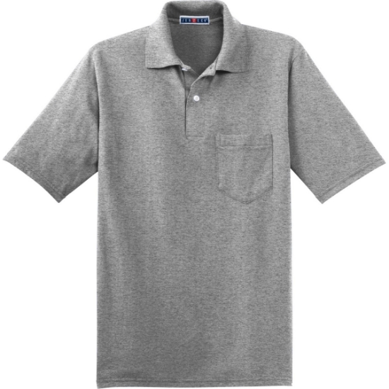 Custom Jerzees Dri-Power Pocket Sport Shirt. Oxford Gray