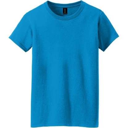 Custom Gildan Womens Heavy Cotton 100% Cotton T-Shirt. Sapphire Blue