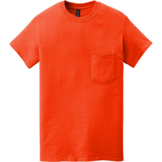 Custom Gildan Heavy Cotton 100% Cotton Pocket T-Shirt. Orange