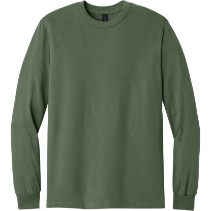 Custom Gildan - Heavy Cotton 100% Cotton Long Sleeve T-Shirt. Military Green