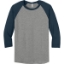 Custom Jerzees Unisex Premium Blend Combed Ring Spun 3/4-Sleeve Raglan Oxford Gray/Indigo Heather Blue