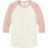 Custom Jerzees Unisex Premium Blend Combed Ring Spun 3/4-Sleeve Raglan Sweet Cream Heather/Blush Pink
