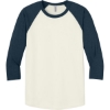 Custom Jerzees Unisex Premium Blend Combed Ring Spun 3/4-Sleeve Raglan Sweet Cream Heather/Indigo Heather
