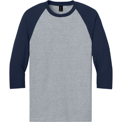 Custom Gildan Heavy Cotton 3/4-Sleeve Raglan T-Shirt. SpGTrimNvy