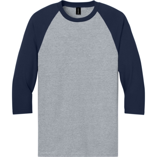 Custom Gildan Heavy Cotton 3/4-Sleeve Raglan T-Shirt. SpGTrimNvy