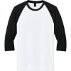 Custom Gildan Heavy Cotton 3/4-Sleeve Raglan T-Shirt. White/Black