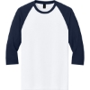 Custom Gildan Heavy Cotton 3/4-Sleeve Raglan T-Shirt. White/Navy Blue