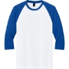 Custom Gildan Heavy Cotton 3/4-Sleeve Raglan T-Shirt. White/Royal Blue