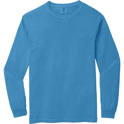 Custom COMFORT COLORS Heavyweight Ring Spun Long Sleeve Tee. Royal Caribbean Blue