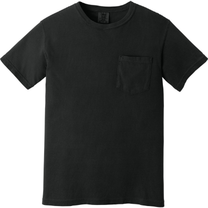 Custom COMFORT COLORS Heavyweight Ring Spun Pocket Tee. Black