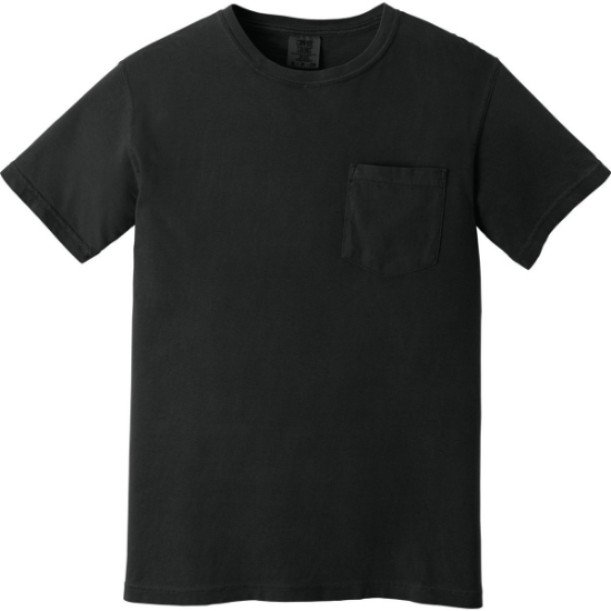 Custom COMFORT COLORS Heavyweight Ring Spun Pocket Tee. Black
