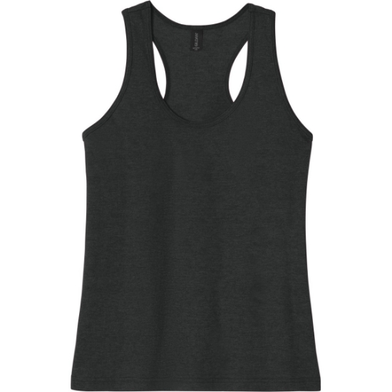 Custom Gildan Softstyle Womens CVC Racerback Tank Pitch Black Mist