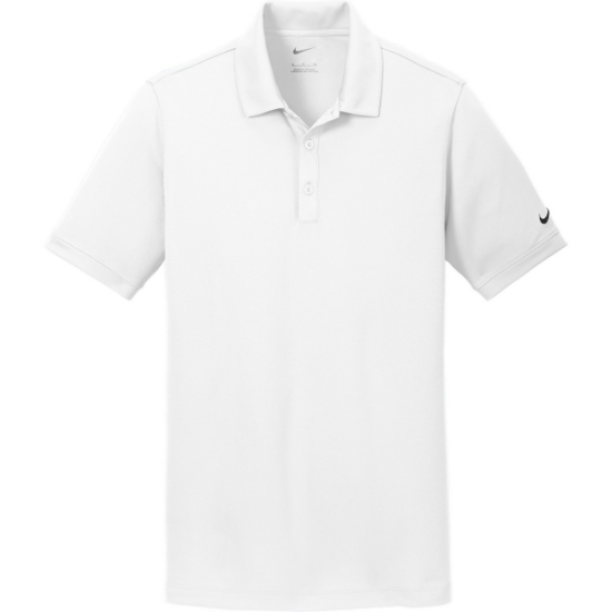Custom Nike Dri-FIT Solid Icon Pique Modern Fit Polo. White