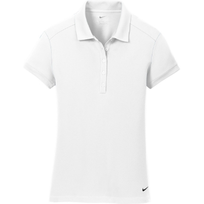 Custom Nike Womens Dri-FIT Solid Icon Pique Modern Fit Polo. White