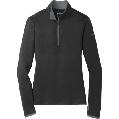 Custom Nike Womens Dri-FIT Stretch 1/2-Zip Cover-Up. Black/Dk Grey