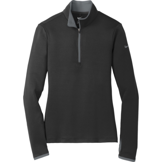 Custom Nike Womens Dri-FIT Stretch 1/2-Zip Cover-Up. Black/Dk Grey