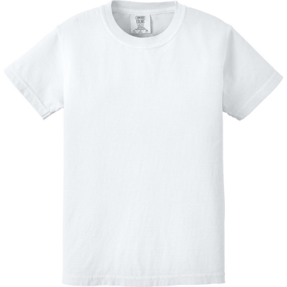 Custom COMFORT COLORS Youth Heavyweight Ring Spun Tee. White