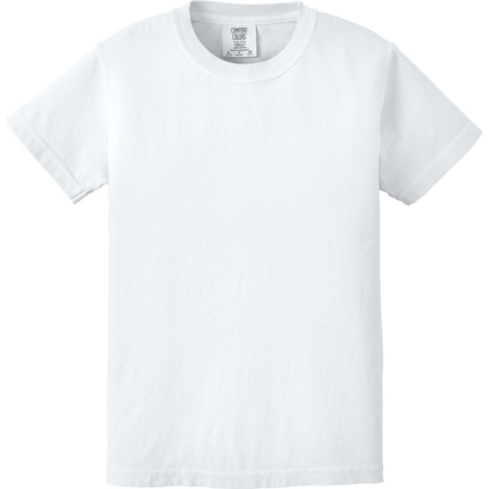 Custom COMFORT COLORS Youth Heavyweight Ring Spun Tee. White