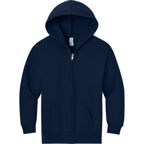 Custom Jerzees - Youth NuBlend Full-Zip Hooded Sweatshirt. JNavy