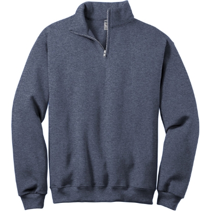 Custom Jerzees - NuBlend 1/4-Zip Cadet Collar Sweatshirt. Vintage Heather Navy Blue