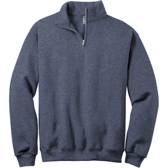 Custom Jerzees - NuBlend 1/4-Zip Cadet Collar Sweatshirt. Vintage Heather Navy Blue