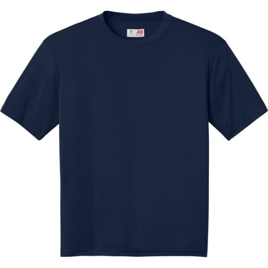 Custom A4 Cooling Performance Short Sleeve Tee Navy Blue