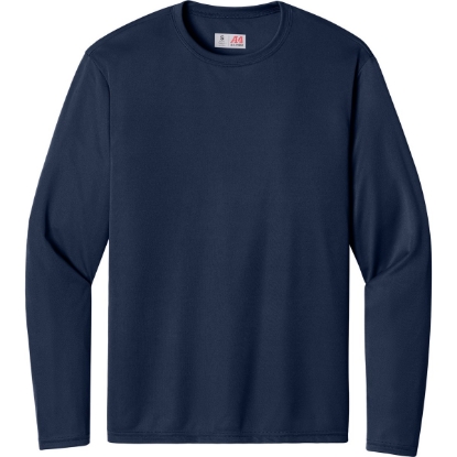 Custom A4 Cooling Performance Long Sleeve Tee Navy Blue