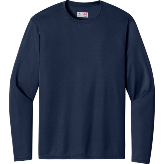 Custom A4 Cooling Performance Long Sleeve Tee Navy Blue