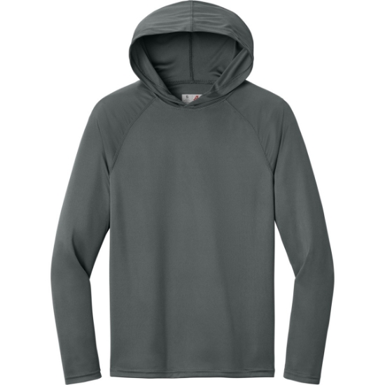 Custom A4 Cooling Performance Long Sleeve Hooded Tee Graphite Gray