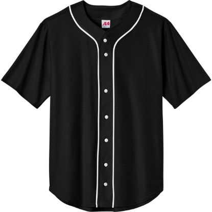 Custom A4 Short Sleeve Full-Button Baseball Top Black