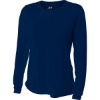 Custom A4 Womens Cooling Performance Long Sleeve Tee Navy Blue