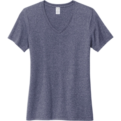 Custom Allmade Womens Recycled Blend V-Neck Tee Salvaged Navy Blue Heather