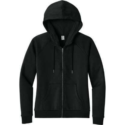 Custom Allmade Womens Organic CVC Fleece Full-Zip Hoodie Deep Black