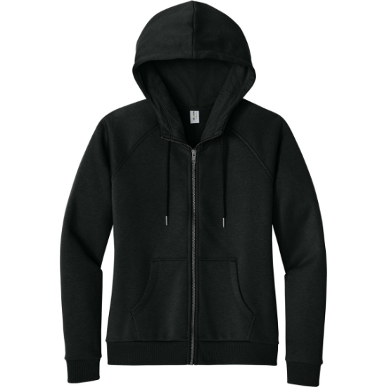 Custom Allmade Womens Organic CVC Fleece Full-Zip Hoodie Deep Black