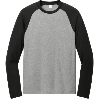 Custom Allmade Unisex Tri-Blend Long Sleeve Colorblock Raglan Deep Black/Aluminum Gray