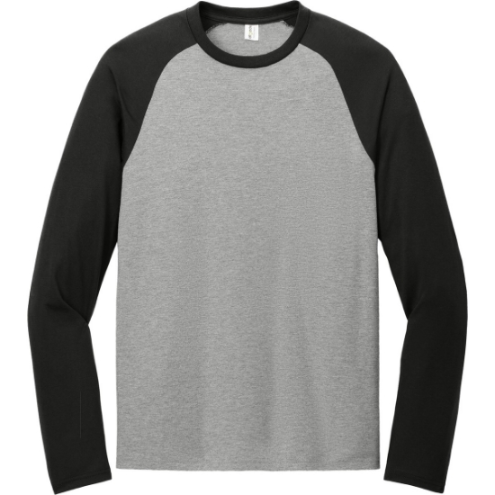 Custom Allmade Unisex Tri-Blend Long Sleeve Colorblock Raglan Deep Black/Aluminum Gray
