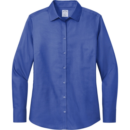 Custom Brooks Brothers Womens Wrinkle-Free Stretch Nailhead Shirt Cobalt Blue