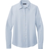 Custom Brooks Brothers Womens Full-Button Satin Blouse Heritage Blue