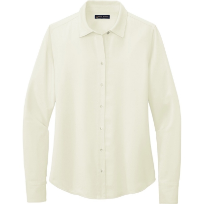 Custom Brooks Brothers Womens Full-Button Satin Blouse Off White