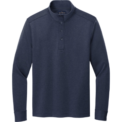 Custom Brooks Brothers Mid-Layer Stretch 1/2-Button Navy Blue Blazer Heather